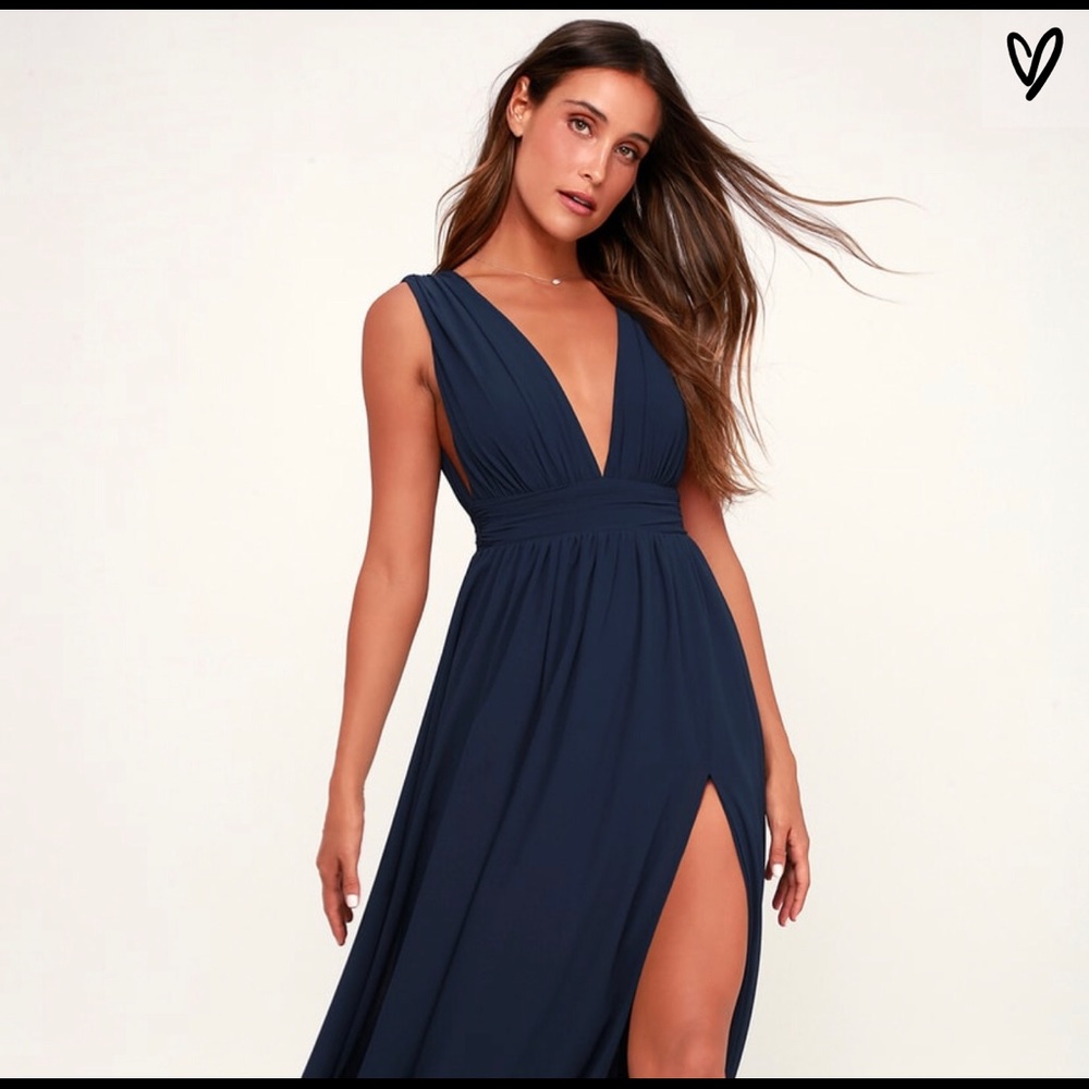LuLus Heavenly Hues Navy Blue Maxi Dress
